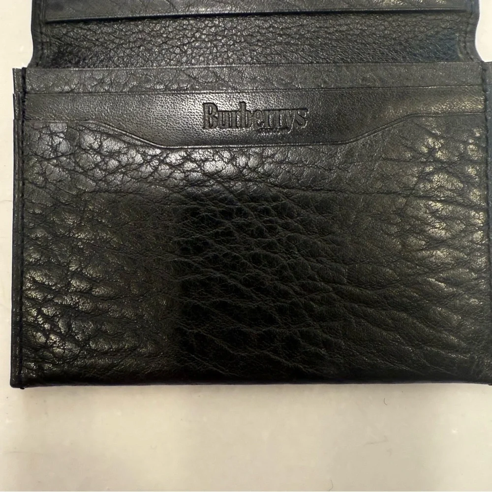 Burberry Unisex Bi-fold Wallet / Card Holder Embossed Black Leather W/ COA